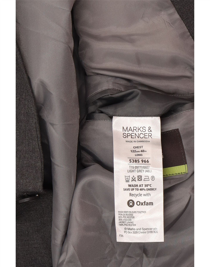 Мужской пиджак с 2 пуговицами Marks & Spencer UK 48 2XL, серый полиэстер
