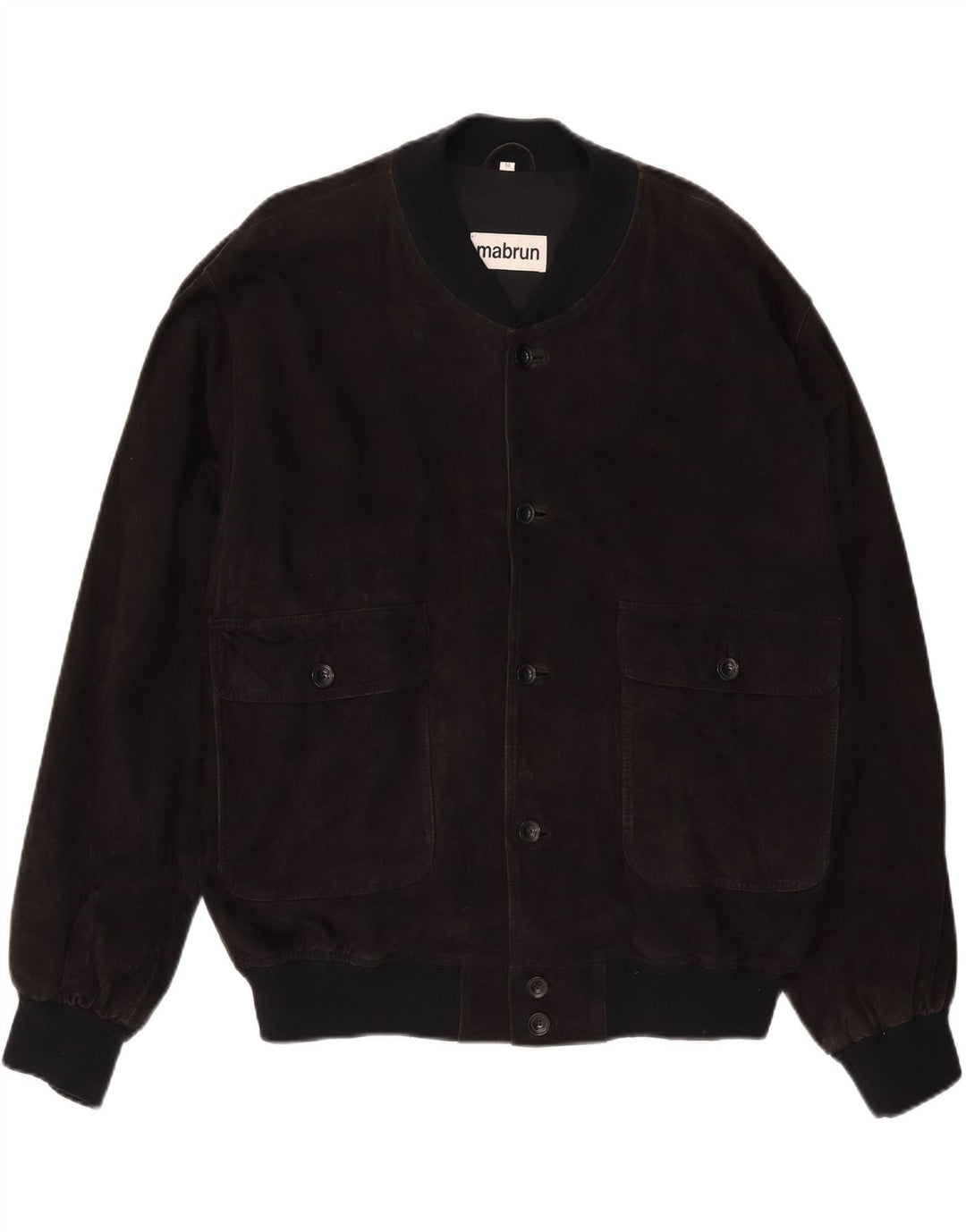 MABRUN Мужской замшевый бомбер IT 56 3XL Черный кожаный