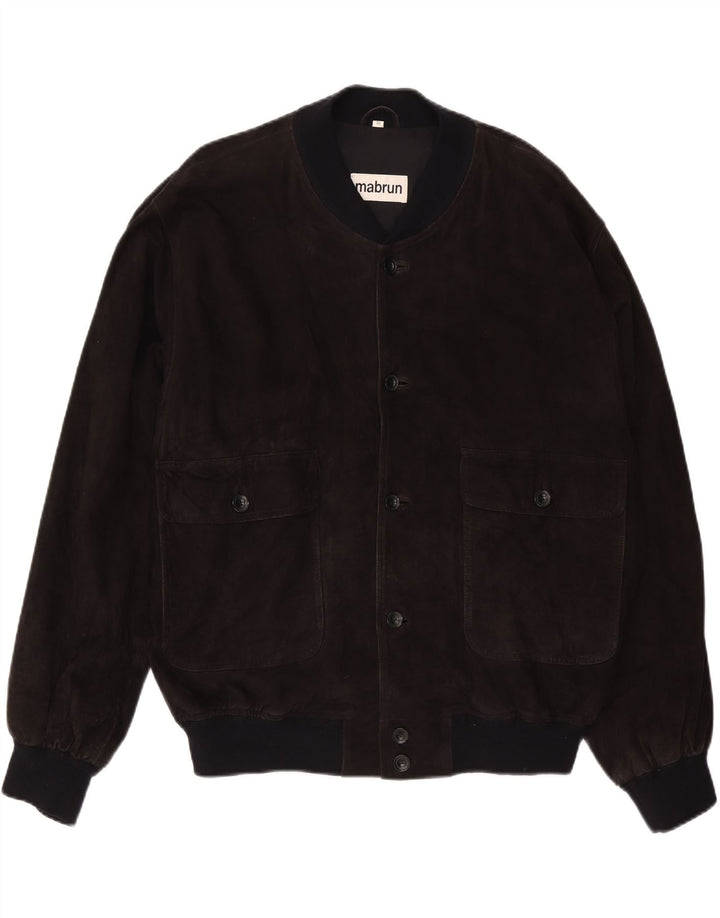 MABRUN Мужской замшевый бомбер IT 56 3XL Черный кожаный