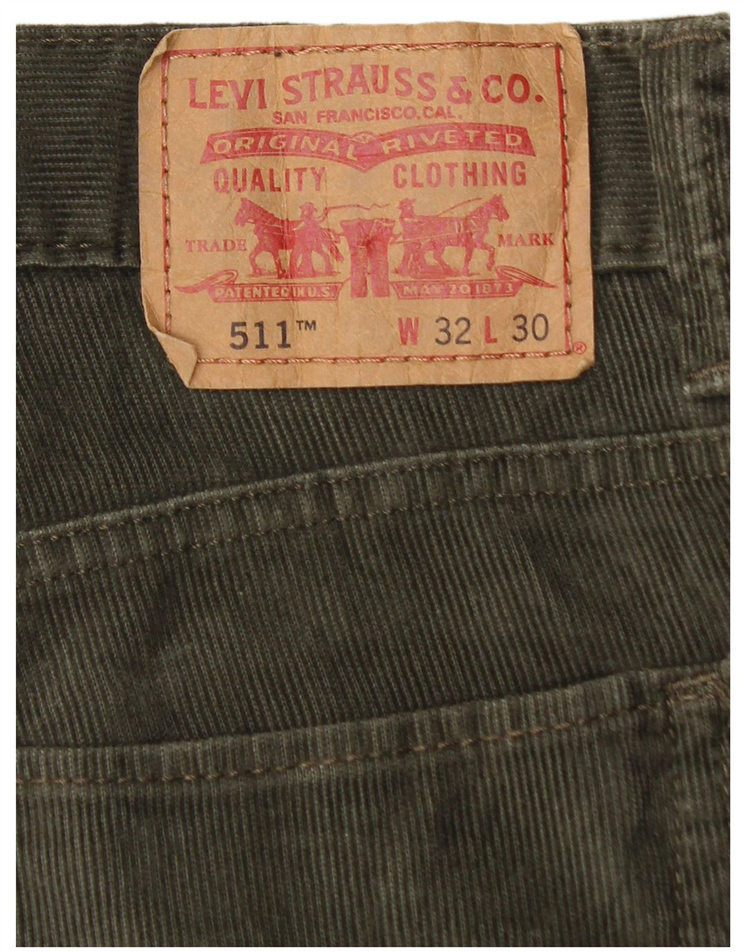 Мужские вельветовые брюки LEVI'S 511 W32 L30 цвета хаки, хлопок