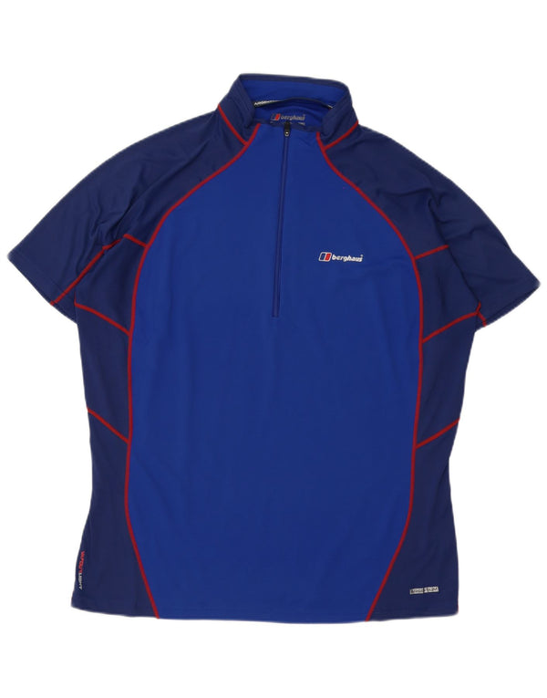Berghaus Мужская футболка с воротником на молнии Top XL Синяя цветных блоков