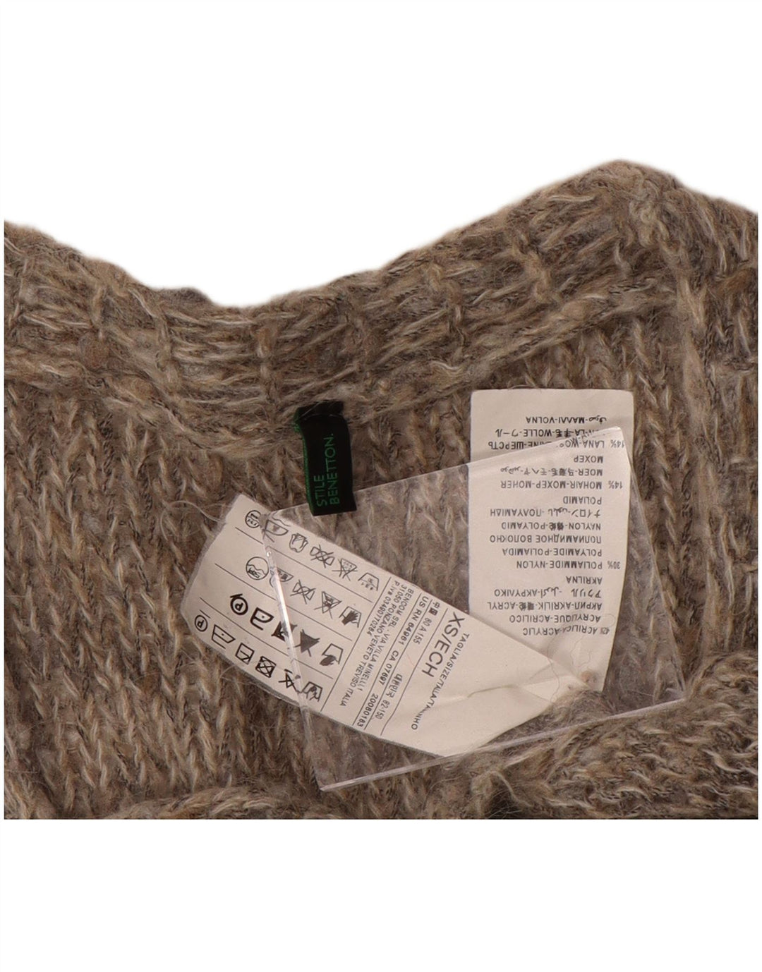 BENETTON Женский свитер-кардиган оверсайз UK 6 XS Серый акрил