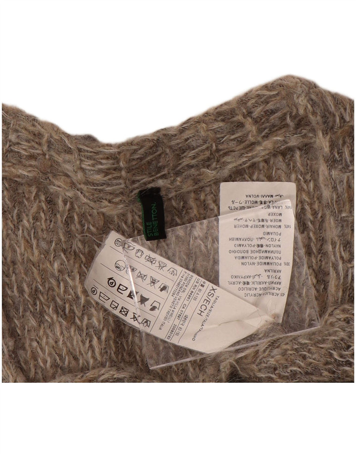 BENETTON Женский свитер-кардиган оверсайз UK 6 XS Серый акрил