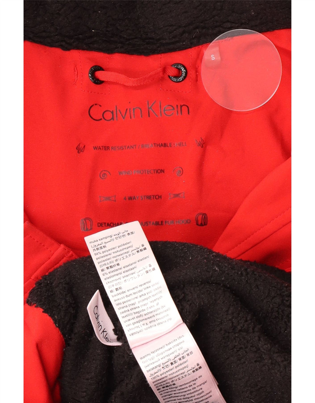 Женская куртка-парка с капюшоном Calvin Klein UK 10, маленькая, красный, полиэстер