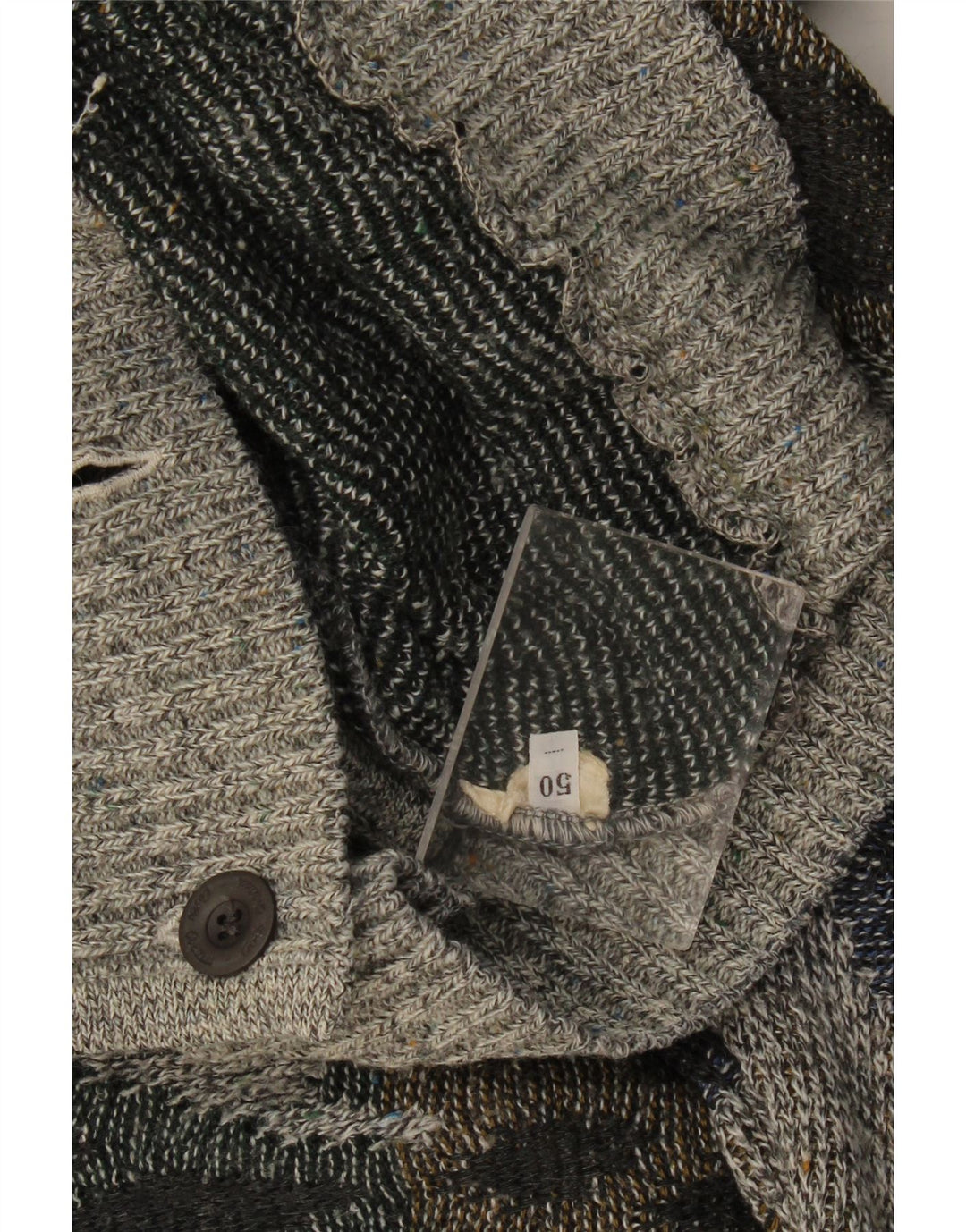 Винтажный мужской свитер-кардиган IT 50 Medium Grey Argyle/Diamond