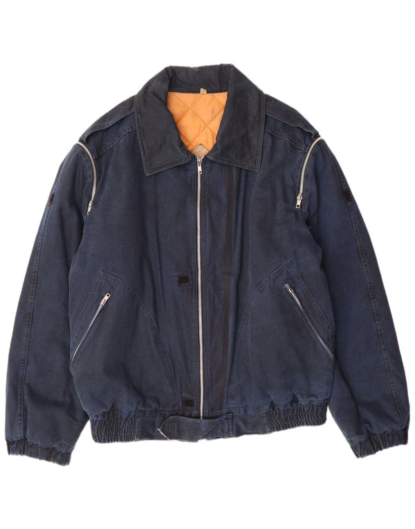 ENRICO COVERI Мужская джинсовая стеганая куртка в стиле милитари IT 52 XL Темно-синий