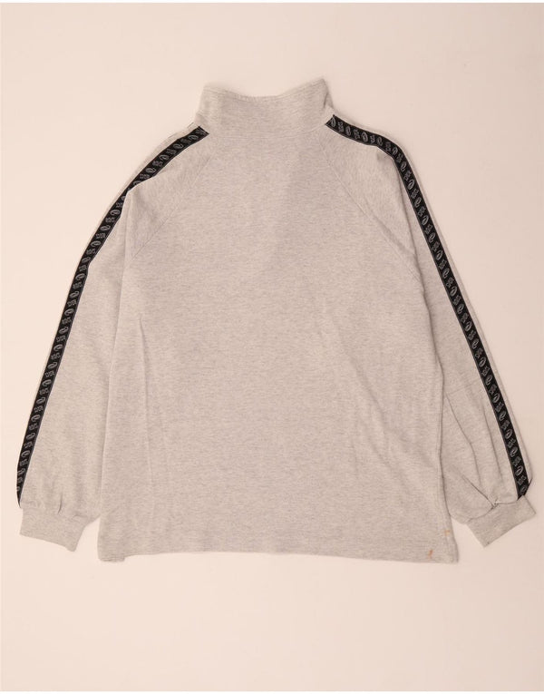 Asics Mens Graphic Zip Neck Sweatshirt Jumper XL Grey Colourblock Cotton