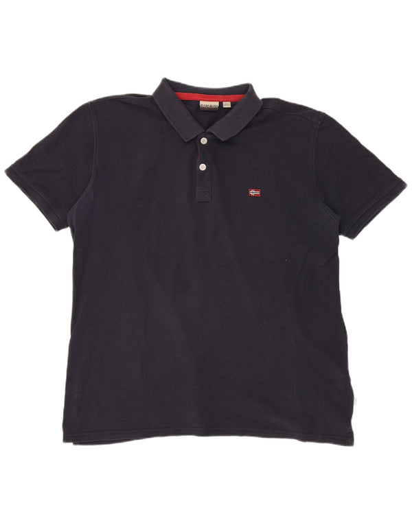 Napapijri Mens Polo Shirt 2XL Navy Blue Cotton
