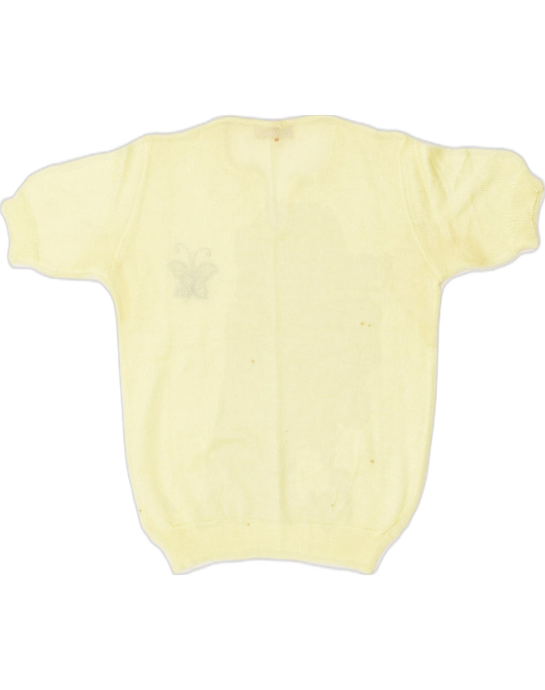 VINTAGE Womens Short Sleeve V-Neck Jumper Sweater UK 14 Medium Yellow | Vintage Vintage | Thrift | Second-Hand Vintage | Used Clothing | Messina Hembry 