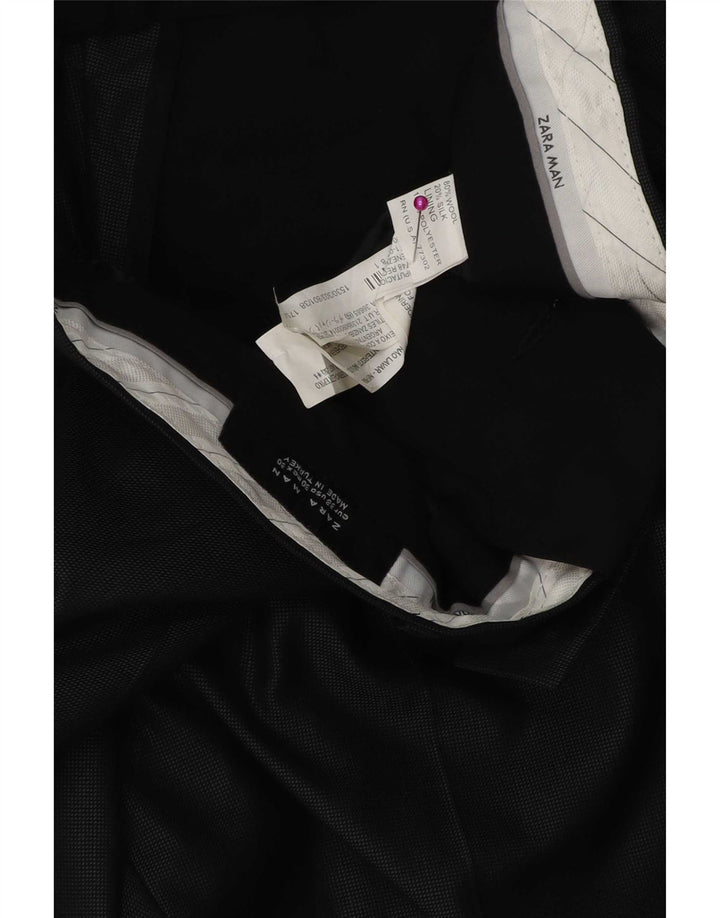 Мужские прямые костюмные брюки Zara EU 38, маленькие W30 L30, черные, полиэстер