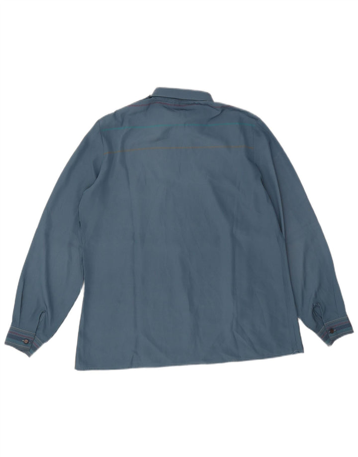Винтажная женская рубашка-пуловер IT 48 XL из полиэстера в синюю полоску