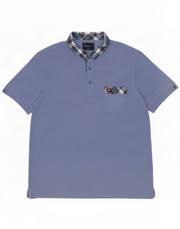 Мужская рубашка-поло приталенного кроя Fred Perry 2XL, синяя клетка, хлопок