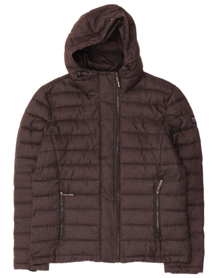 Мужская утепленная куртка с капюшоном Superdry UK 46 3XL Серый полиэстер