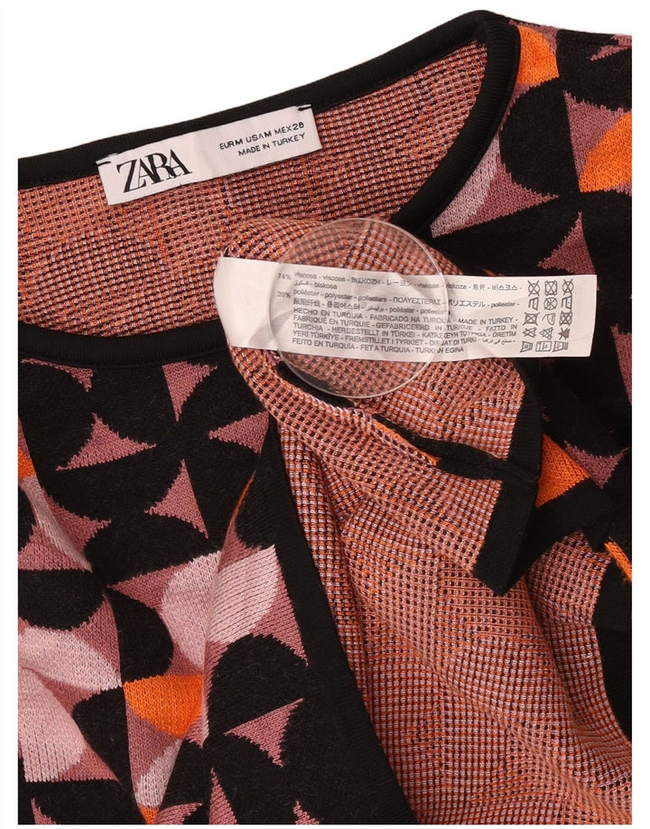 Женский укороченный топ Zara с длинным рукавом UK 12, средний, разноцветный, с геометрическим узором