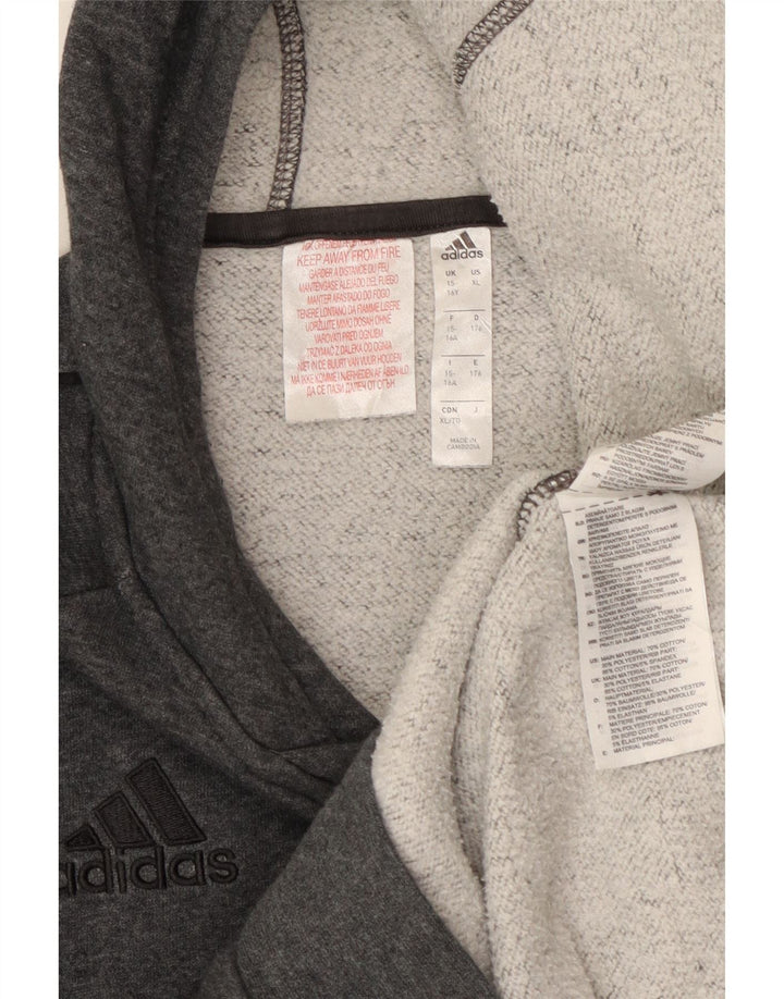 Джемпер с капюшоном Adidas для мальчиков 15-16 лет, серый хлопок