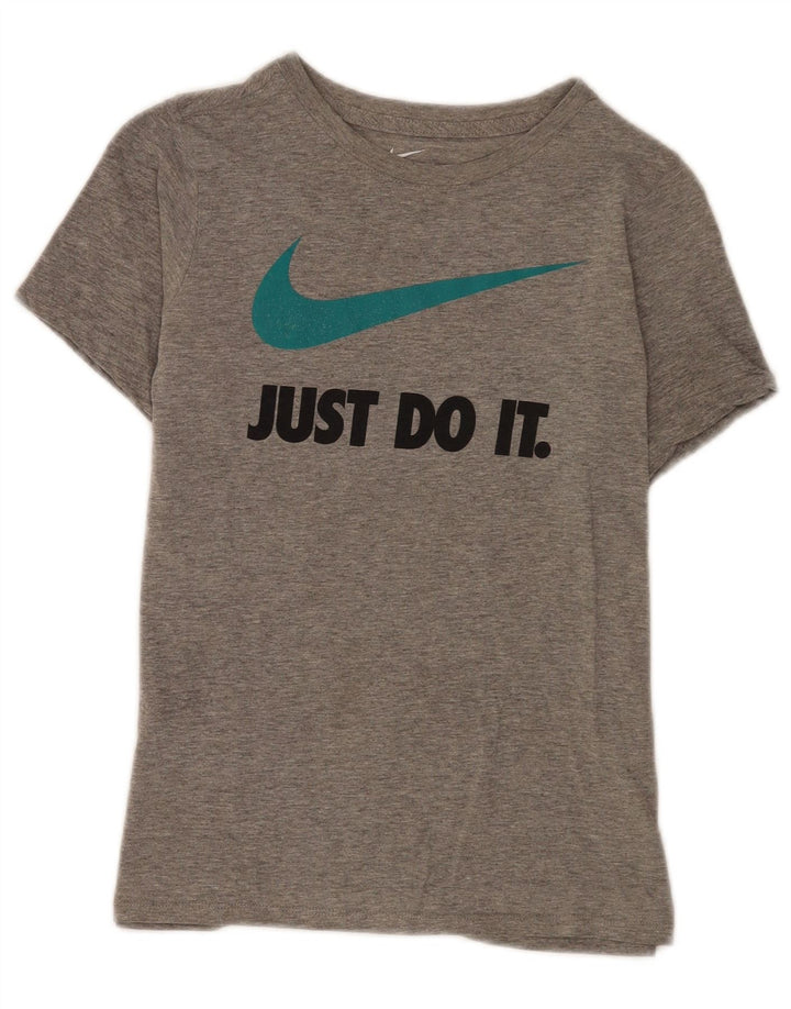 Футболка с графическим рисунком Nike для мальчиков Athletic Fit, топ 9–10 лет, средний серый в крапинку