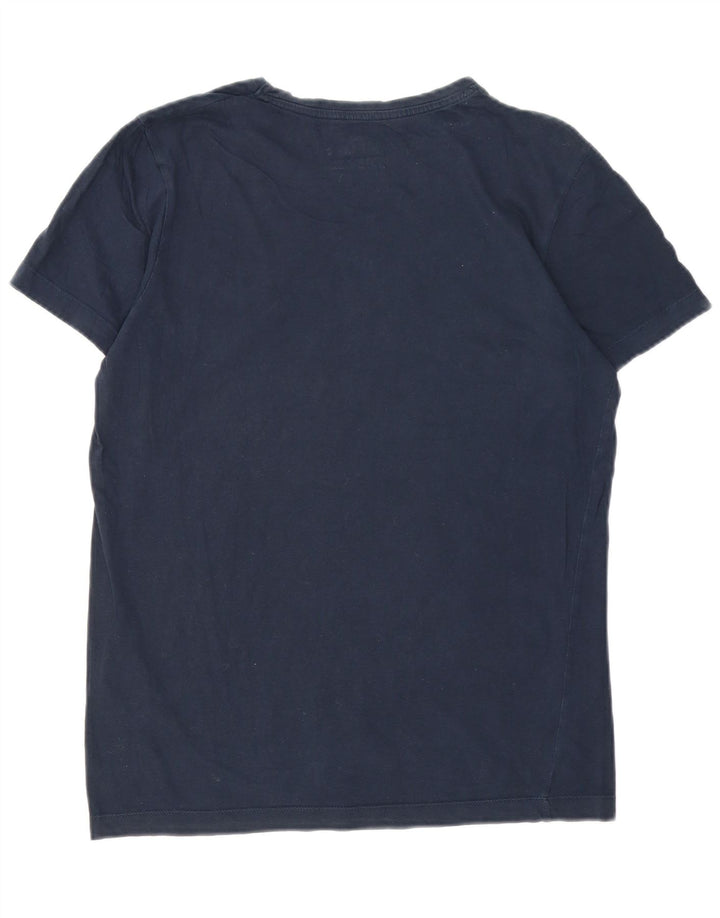 Мужская футболка с рисунком Jack & Jones, темно-синий, хлопковый топ среднего размера