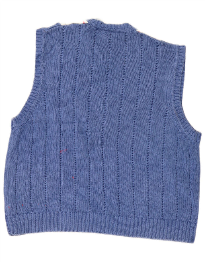 Женская майка Izod, безрукавка, Великобритания, 16, большой синий цвет с ромбами, хлопок