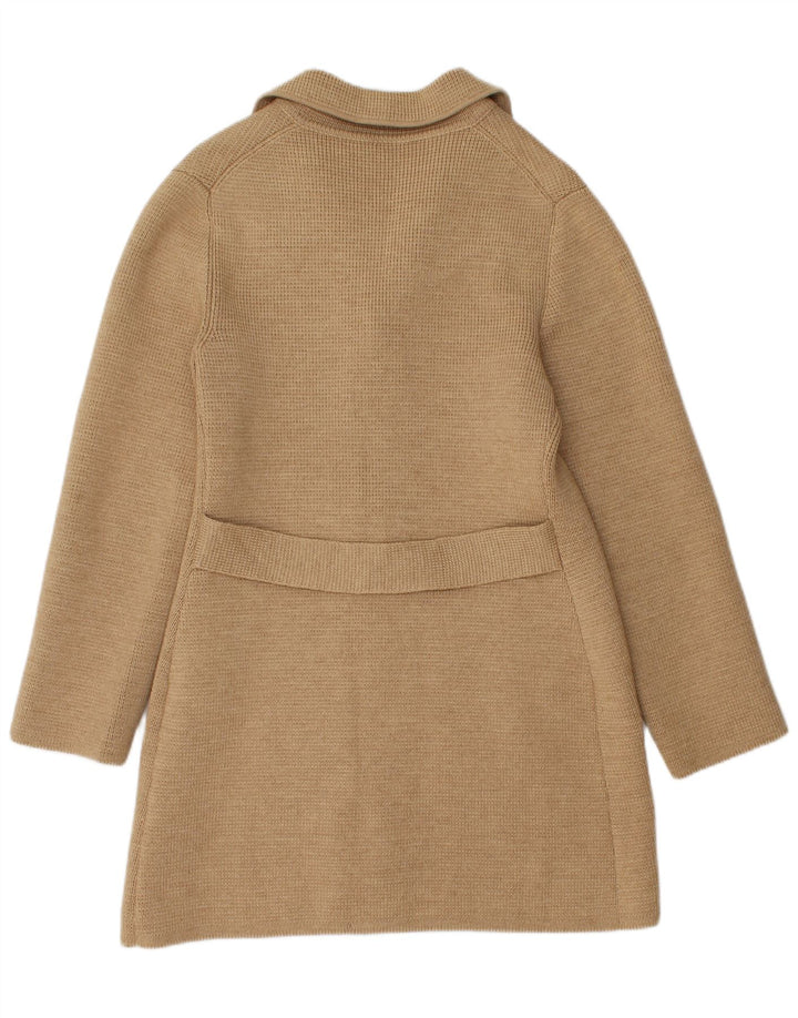 Винтажное женское вязаное пальто UK 12, средний бежевый