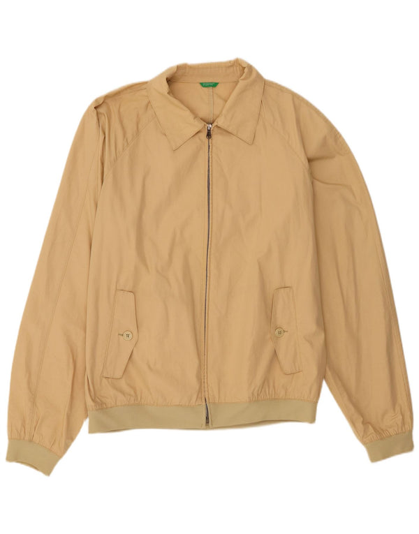 Мужская куртка-бомбер Benetton UK 42 XL, бежевый хлопок