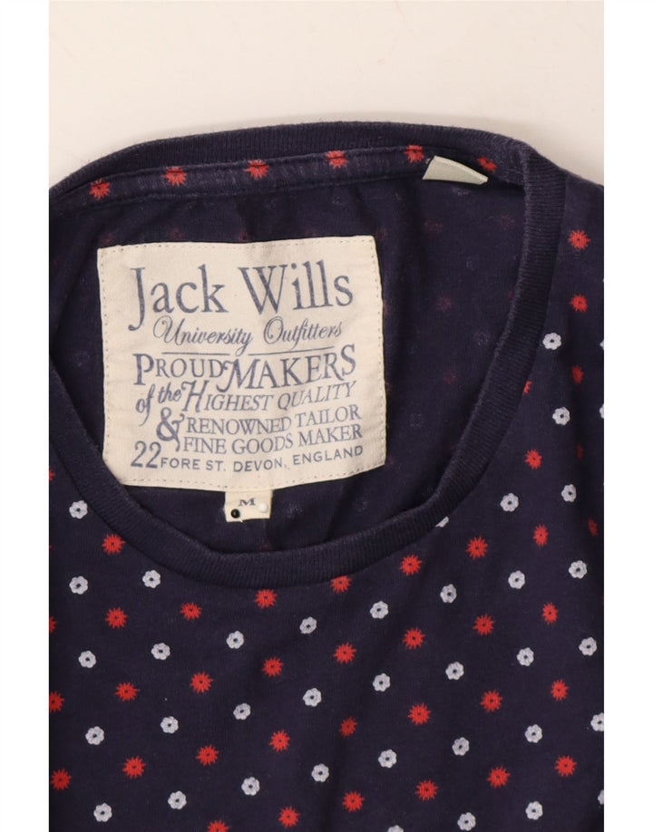 JACK WILLS Mens T-Shirt Top Medium Navy Blue Floral Cotton Vintage Jack Wills and Second-Hand Jack Wills from Messina Hembry 