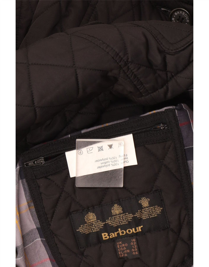 Женская двубортная стеганая куртка Barbour UK 16, большой серый полиэстер