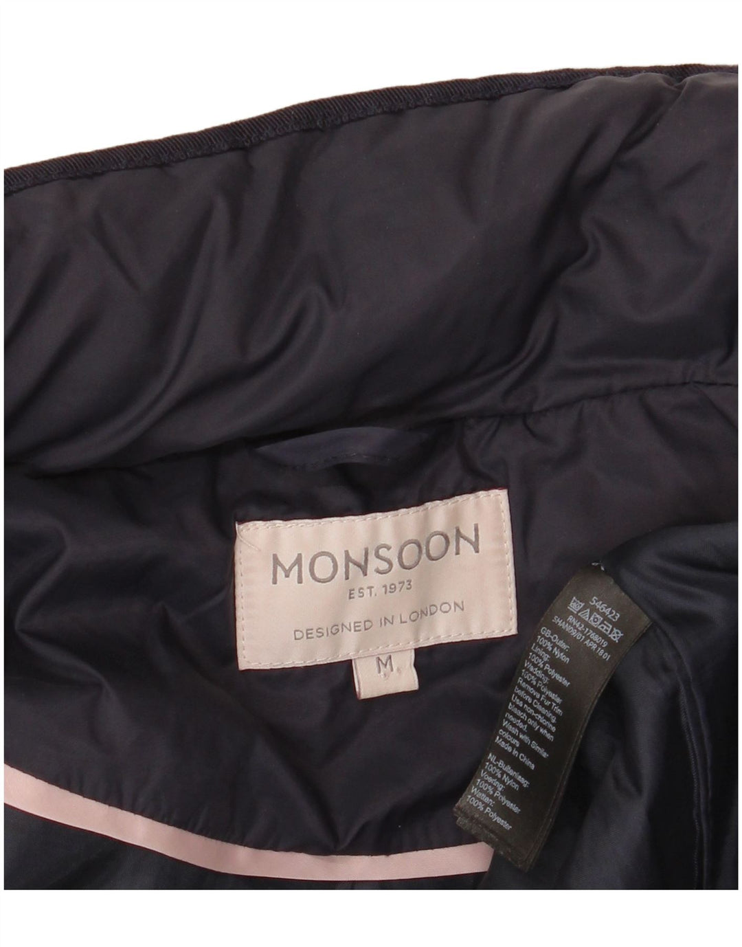 Женское пуховое пальто Monsoon UK 14, средний темно-синий, нейлон