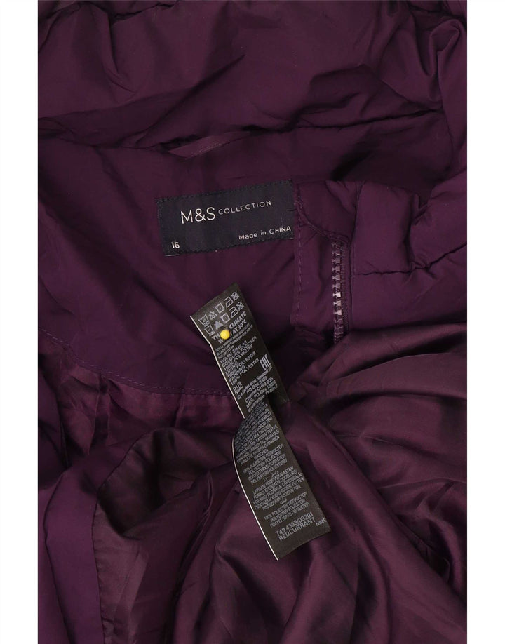 Женское стеганое пальто с капюшоном Marks & Spencer UK 16, большой фиолетовый полиэстер