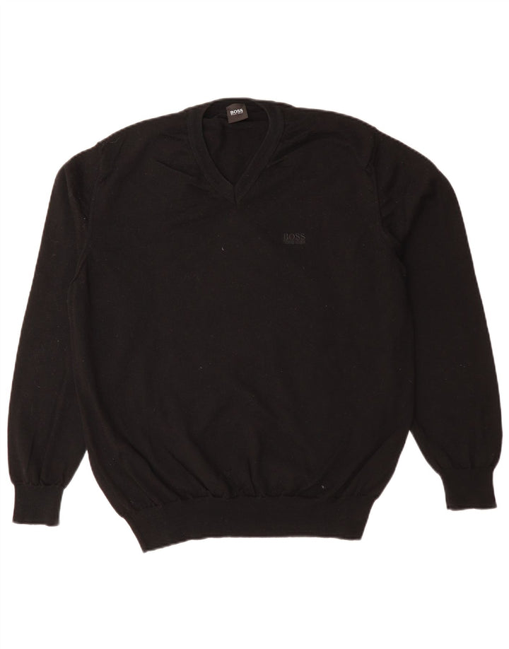 Мужской джемпер с v-образным вырезом HUGO BOSS, средний черный