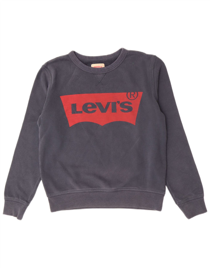 Джемпер стандартного кроя с рисунком Levi's для мальчиков, 13–14 лет, темно-синий