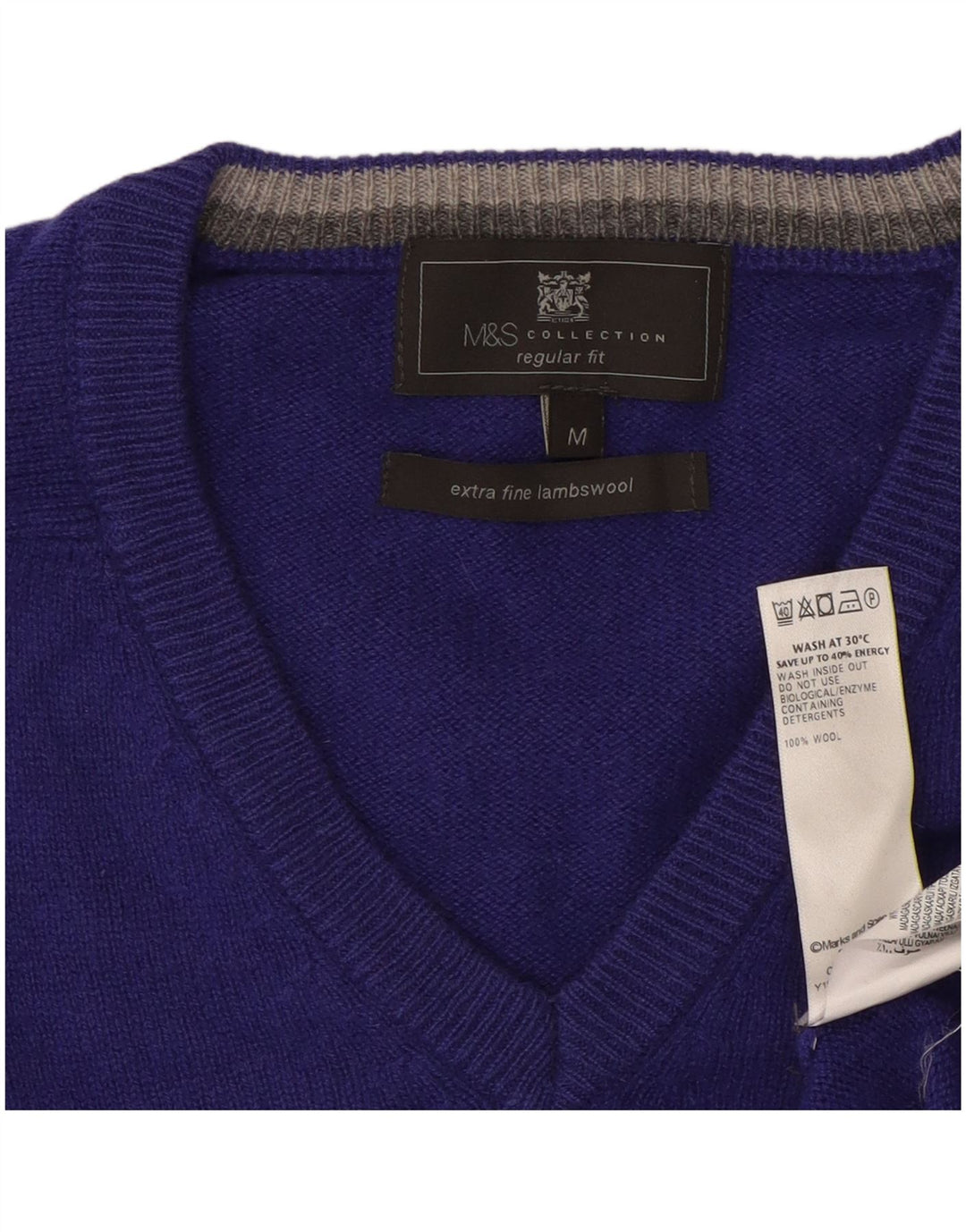 Мужской джемпер стандартного кроя Marks & Spencer, средний фиолетовый шерстяной свитер