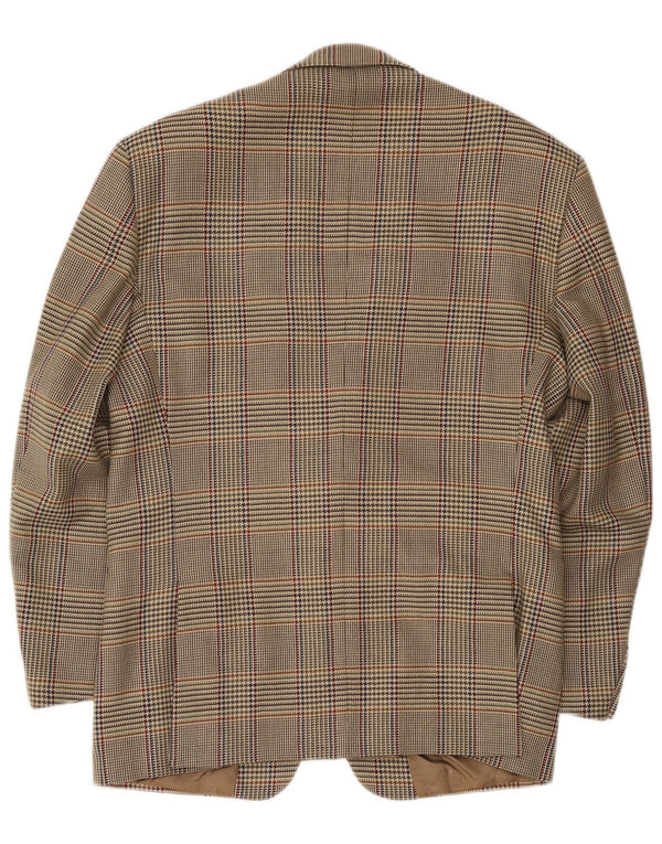 Brooksfield Mens 2 Button Blazer Jacket IT 50 Large Beige Check Wool
