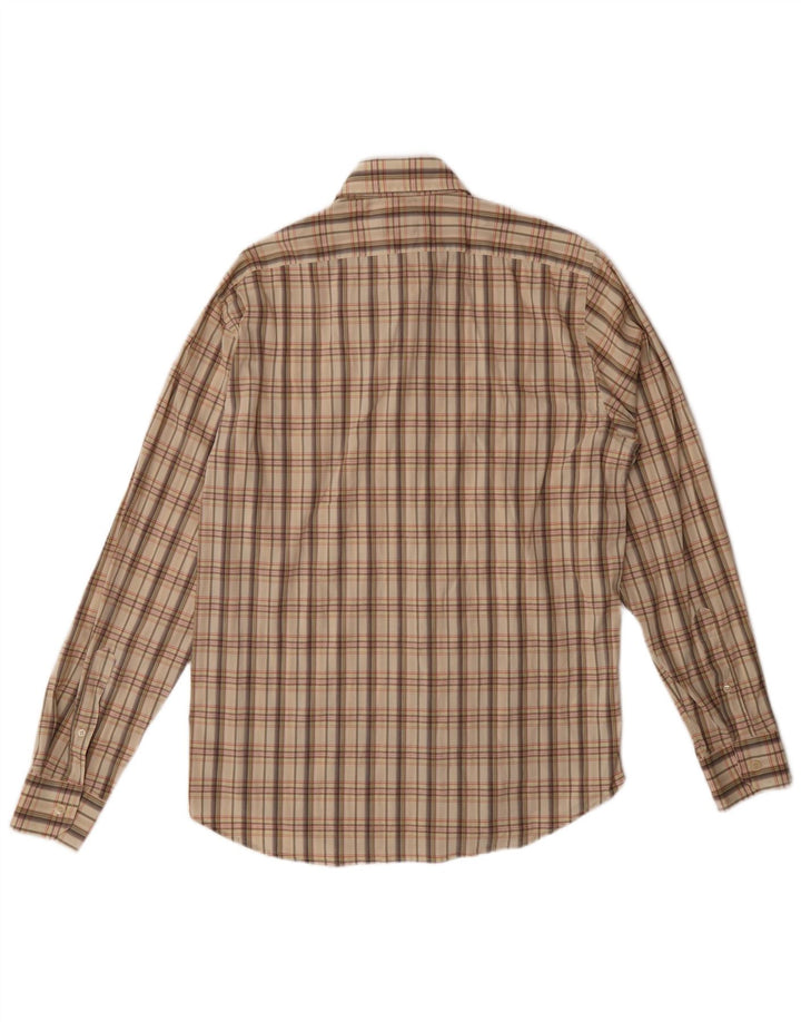 Trussardi Мужская рубашка в клетку, большая бежевая клетка, хлопок