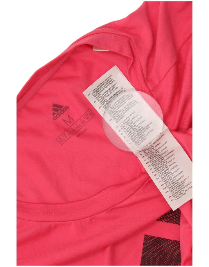 Женская футболка Adidas с рисунком Top UK 12/14, средний розовый полиэстер