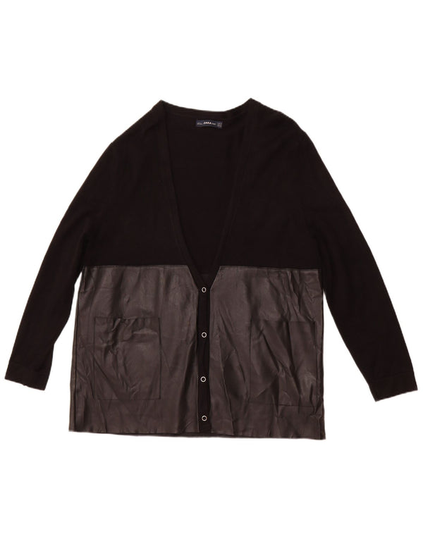 Женский свободный кардиган ZARA UK 10, маленький черный цветной блок