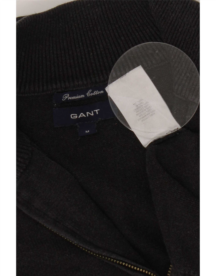 Мужской джемпер с воротником на молнии Gant, хлопковый свитер среднего серого цвета