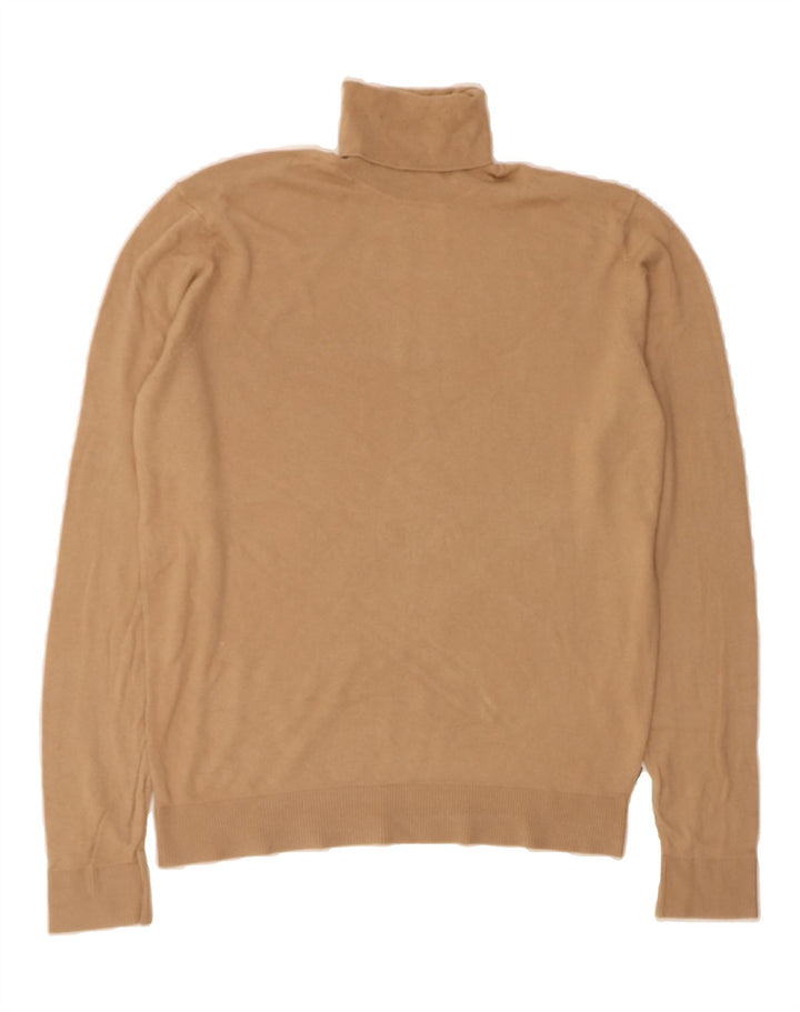 JACK & JONES Mens Roll Neck Jumper Sweater Medium Brown Cotton Vintage Jack & Jones and Second-Hand Jack & Jones from Messina Hembry 