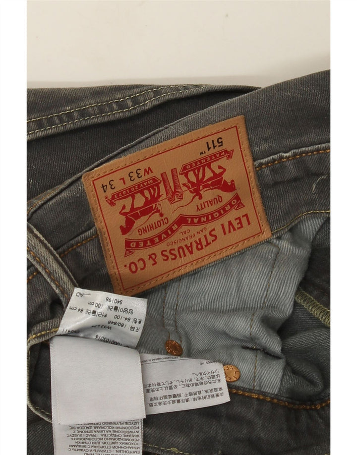 Мужские джинсы Levi's 511 Slim W33 L34 Серые хлопковые