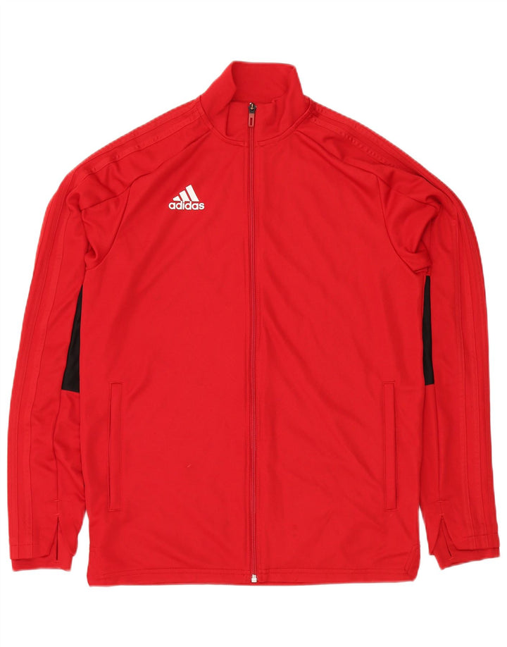ADIDAS Mens Tracksuit Top Jacket Medium Red Colourblock Polyester