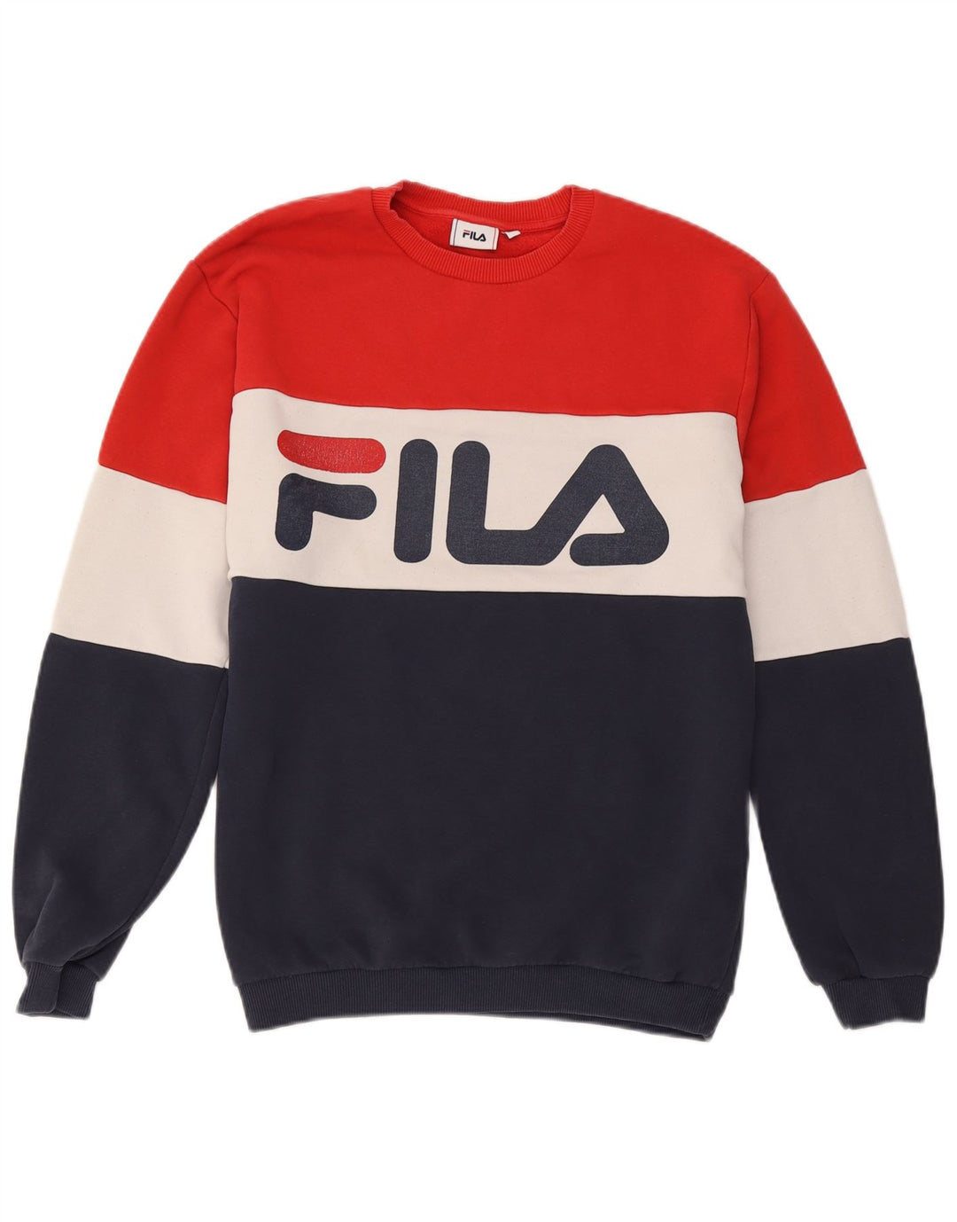 Fila Мужской свитшот с рисунком, джемпер, средний, разноцветный, хлопок с цветными блоками