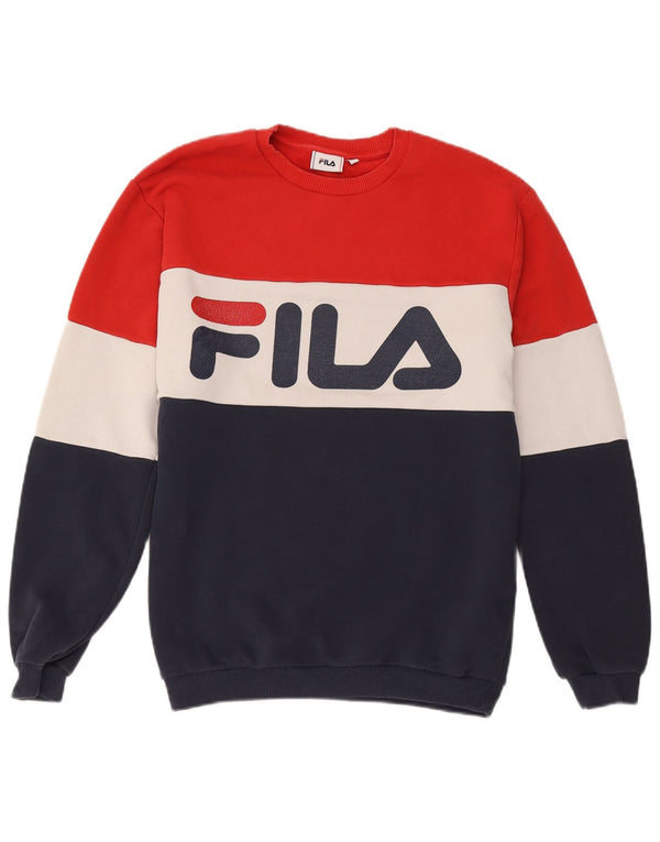 Fila Мужской свитшот с рисунком, джемпер, средний, разноцветный, хлопок с цветными блоками