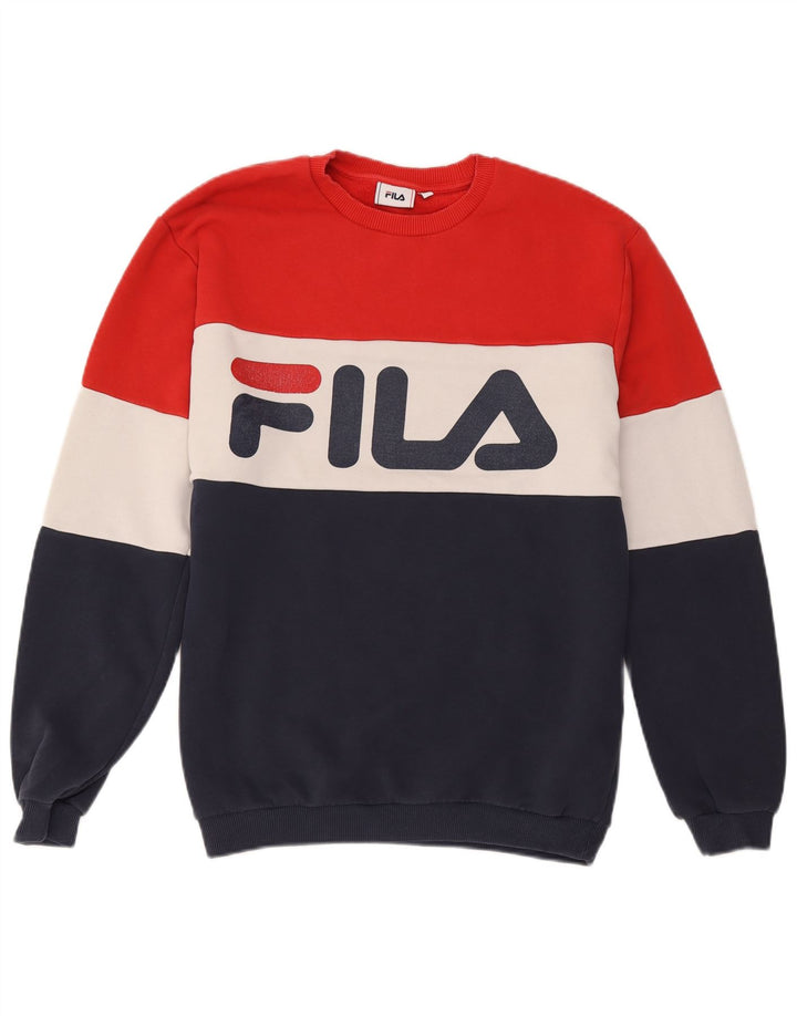 Fila Мужской свитшот с рисунком, джемпер, средний, разноцветный, хлопок с цветными блоками