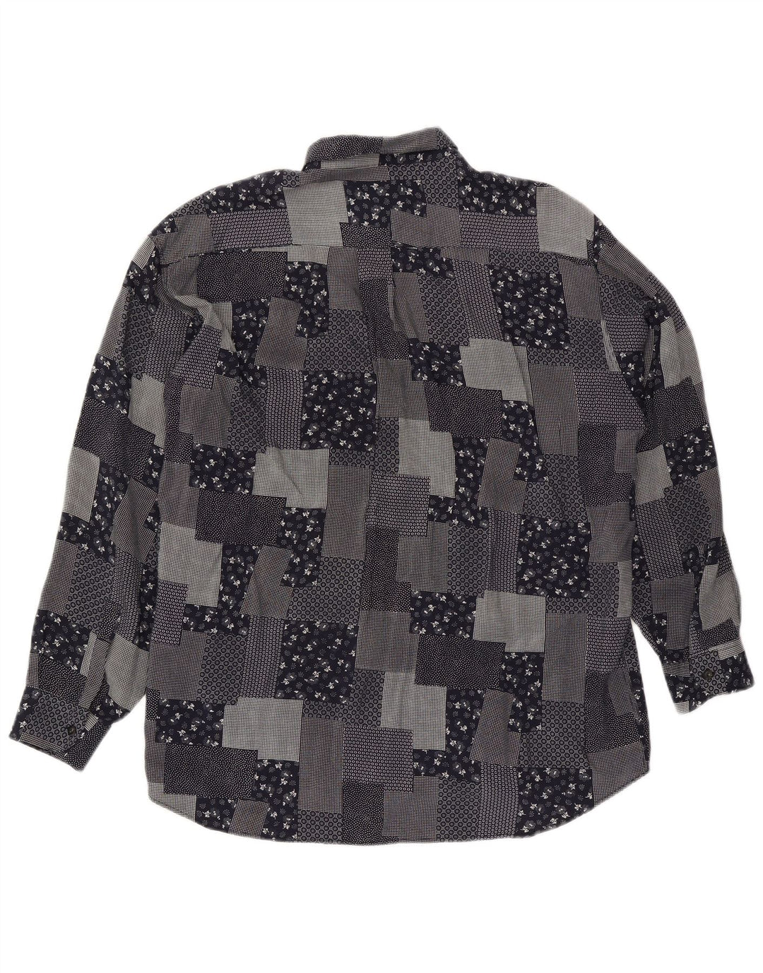 Рубашка Мужская VINTAGE XL Черная Лоскутная Вискоза