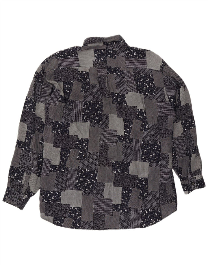 Рубашка Мужская VINTAGE XL Черная Лоскутная Вискоза