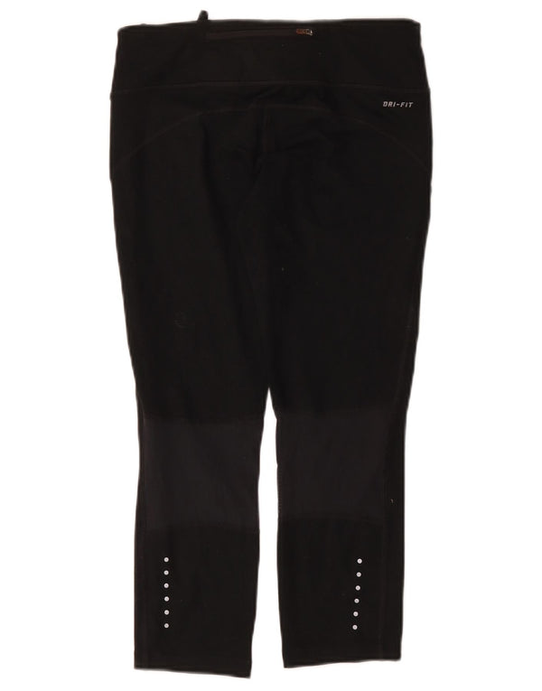 Nike Womens Dri Fit Capri Leggings UK 10 Small  Black Polyester