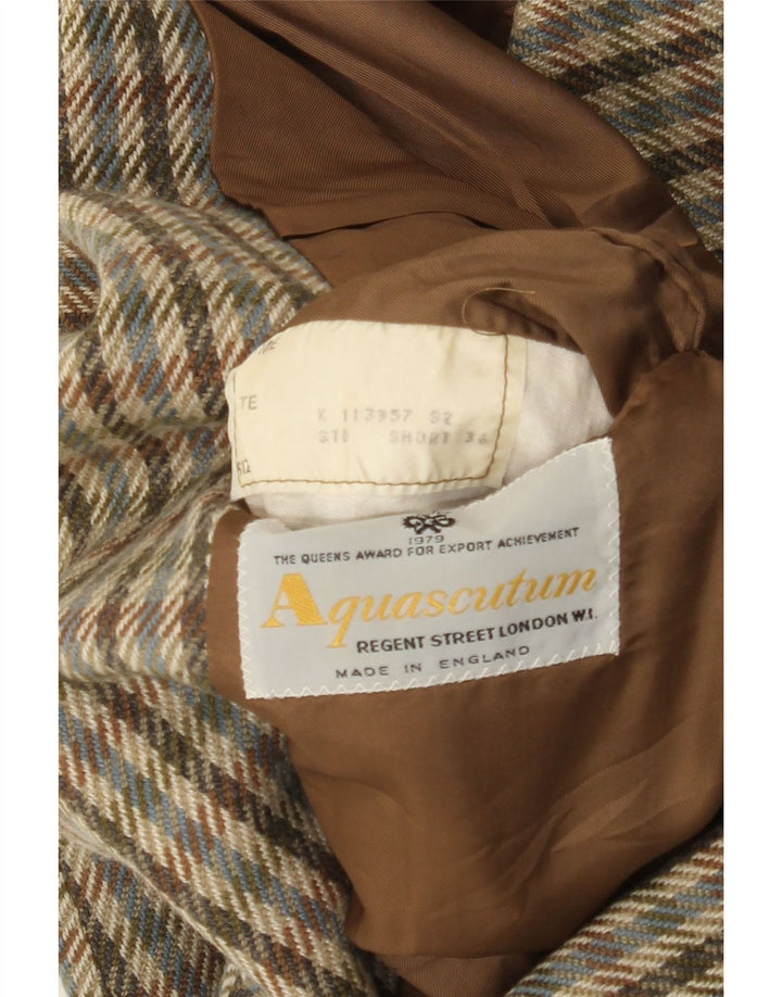 Мужской пиджак Aquascutum с 2 пуговицами, Великобритания, 36, маленький разноцветный кашемир