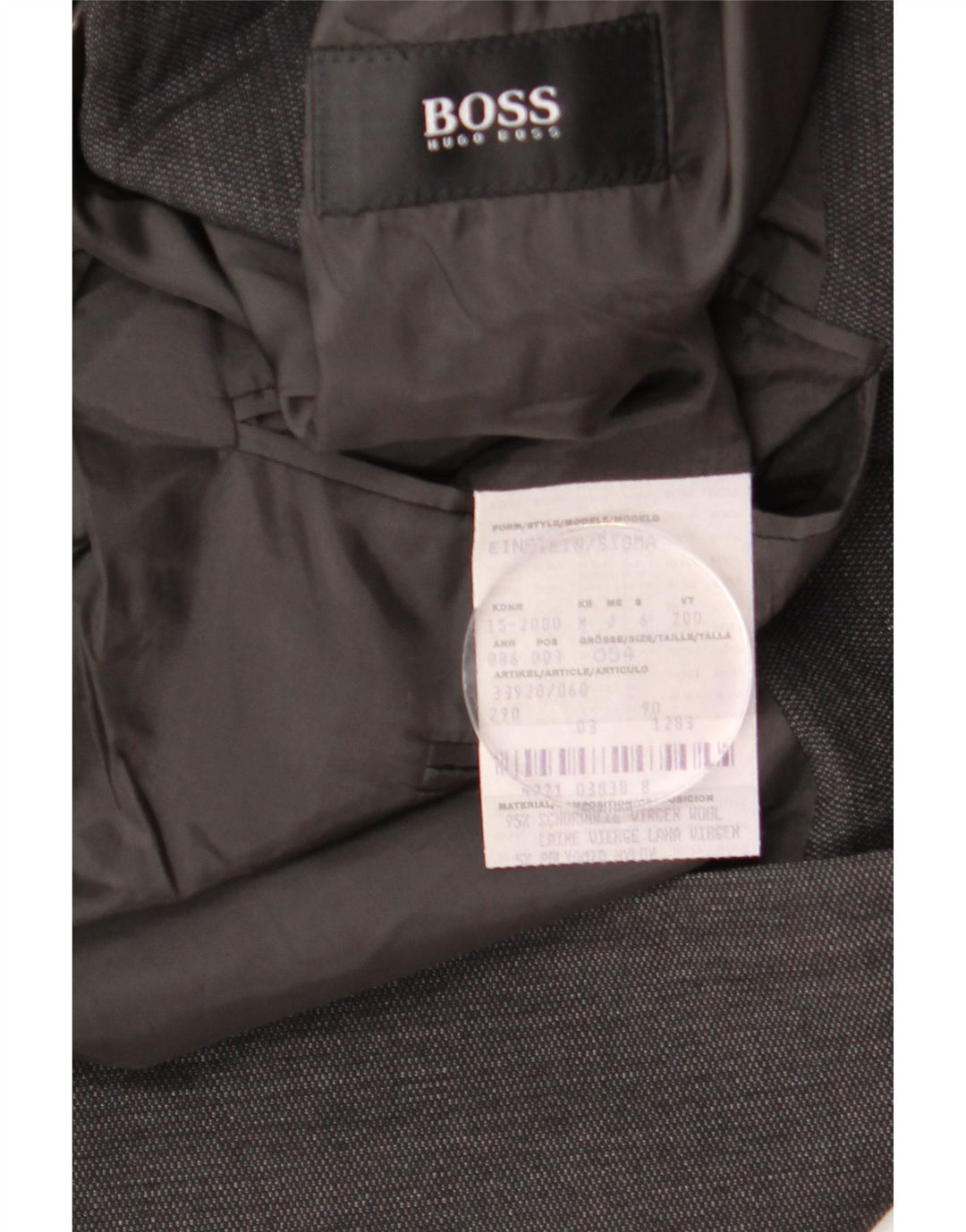 Мужской пиджак с 3 пуговицами HUGO BOSS EU 54 2XL, серая шерсть