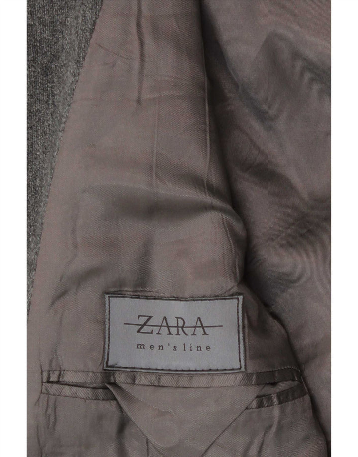 Мужской пиджак Zara с капюшоном на 4 пуговицах, Великобритания 38, средний серый, шерстяной
