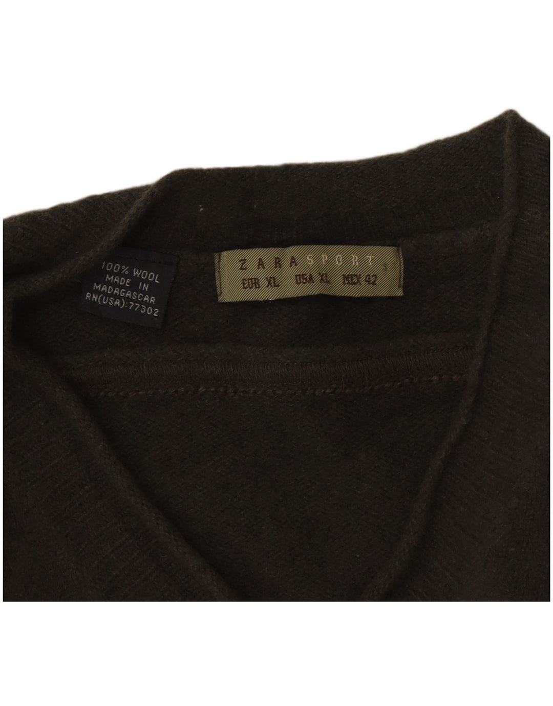 Мужской джемпер с v-образным вырезом Zara XL, хаки, шерсть