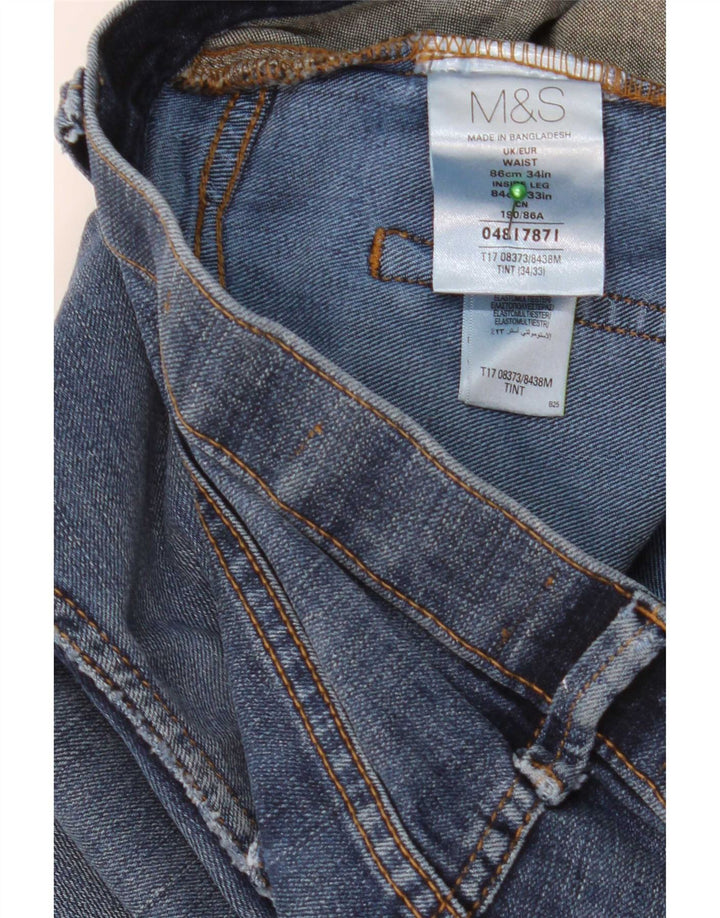 Мужские прямые джинсы Marks & Spencer W34 L33 синие, хлопок